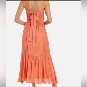 TAYLOR PAPAYA ORANGE Long DRESS SIZE 2 Ruffled Sundress Spaghetti Strap